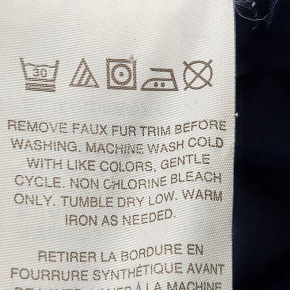 J Crew Jacket Womens XL Black Faux Fur Hood Quilted Lined Perfect Parka H2222 - Picture 15 of 16